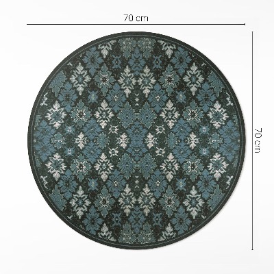 Runder teppich auf pvc Pflanze im Schachbrettmuster retro