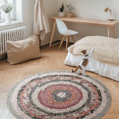 Runder vinyl teppich Gestricktes Vintage-Muster