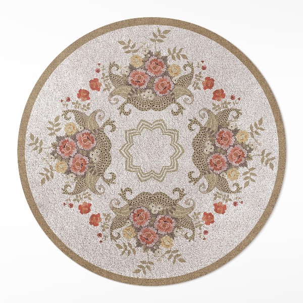 Runder pvc teppich Retro-Blumenkomposition