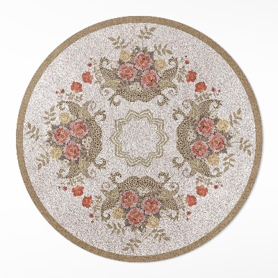 Runder pvc teppich Retro-Blumenkomposition