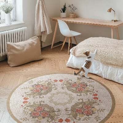 Runder pvc teppich Retro-Blumenkomposition