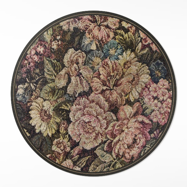 Runder vinyl teppich läufer Retro Vintage getragene Blumen