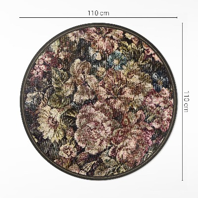 Runder vinyl teppich läufer Retro Vintage getragene Blumen