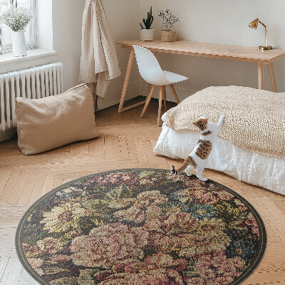 Runder vinyl teppich läufer Retro Vintage getragene Blumen