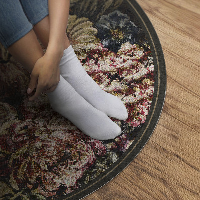 Runder vinyl teppich läufer Retro Vintage getragene Blumen