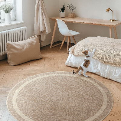 Runder teppich auf pvc Blätter und Zweige im Boho-Stil
