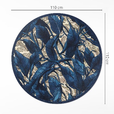 Runder vinyl teppich Blaue Blätter pflanzliches Naturmotiv
