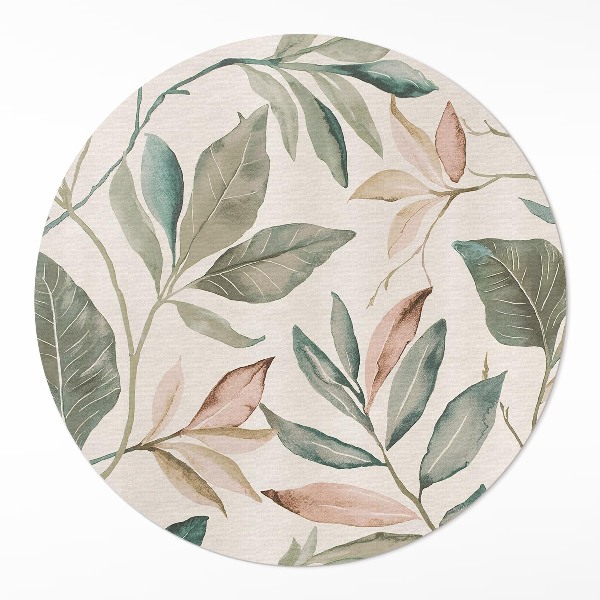 Runder pvc teppich Zarte Boho-Blätter
