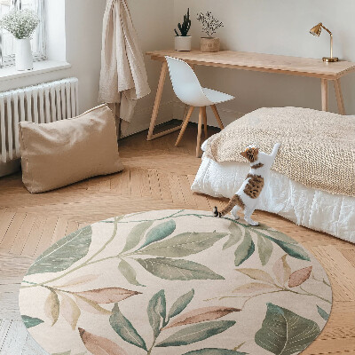 Runder pvc teppich Zarte Boho-Blätter