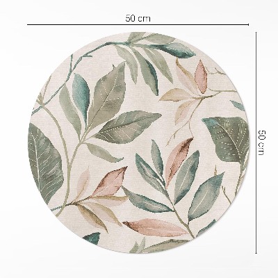 Runder pvc teppich Zarte Boho-Blätter