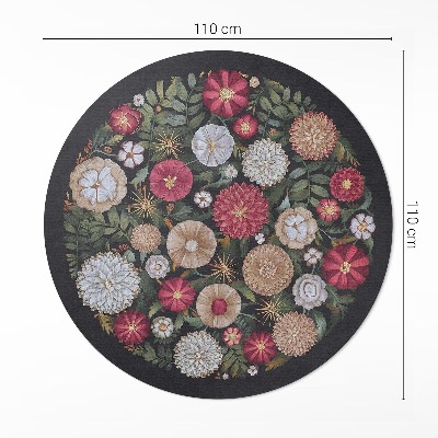 Runder vinyl teppich Imitation Stickerei Wildblumen Wiese Vintage
