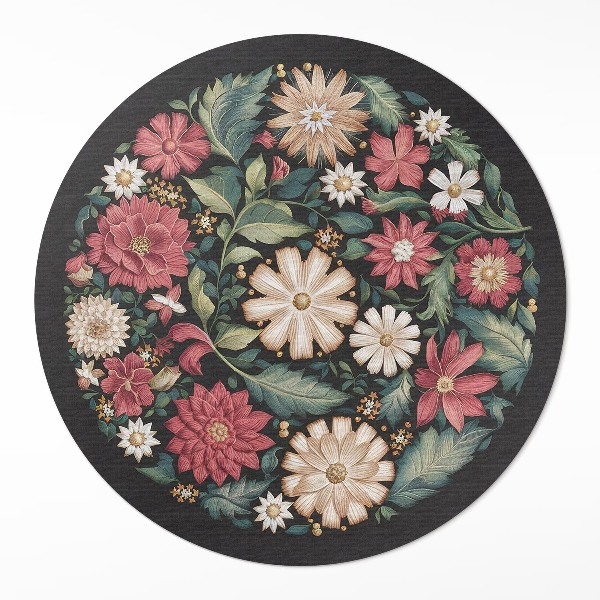 Runder pvc teppich Feldblumen Pastell zarte Pflanzen