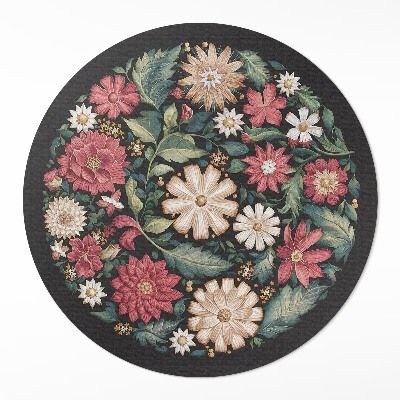Runder pvc teppich Feldblumen Pastell zarte Pflanzen