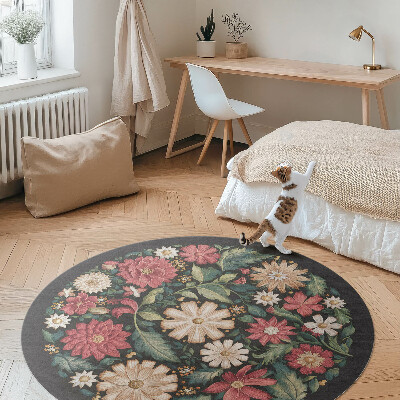 Runder pvc teppich Feldblumen Pastell zarte Pflanzen