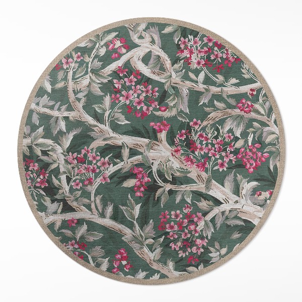 Runder teppich pvc Zweige mit Blättern und Blumen vintage