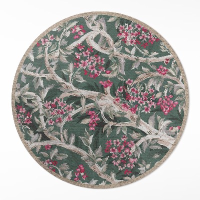 Runder teppich pvc Zweige mit Blättern und Blumen vintage