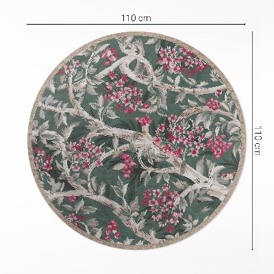 Runder teppich pvc Zweige mit Blättern und Blumen vintage