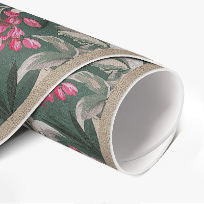 Runder teppich pvc Zweige mit Blättern und Blumen vintage