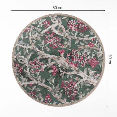 Runder teppich pvc Zweige mit Blättern und Blumen vintage