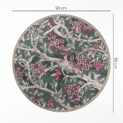 Runder teppich pvc Zweige mit Blättern und Blumen vintage