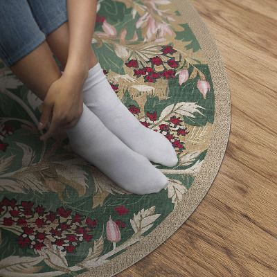 Runder teppich auf pvc Grafik der Vegetation Vintage Blumen und Blätter