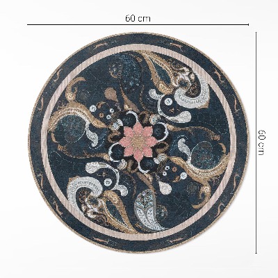 Runder vinyl teppich Abstraktion von Formen und Blumen im Vintage-Stil