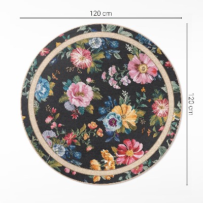 Runder pvc teppich Reiche bunte Wildblumen Wiese Feld Vintage