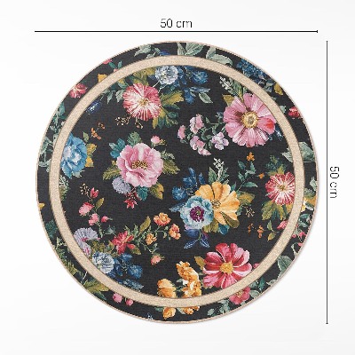 Runder pvc teppich Reiche bunte Wildblumen Wiese Feld Vintage
