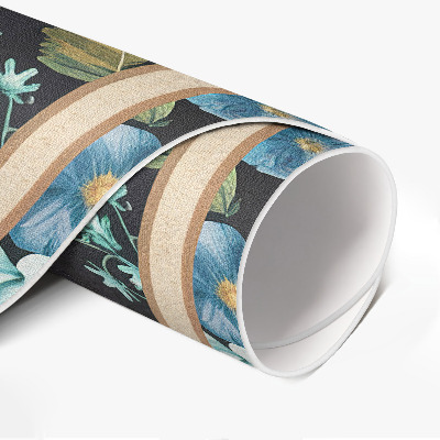 Runder vinyl teppich läufer Zarte bunte Blumen Feld Wiese Vintage