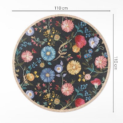 Runder teppich pvc Bunte Feldblumen zarte Blumen Vintage
