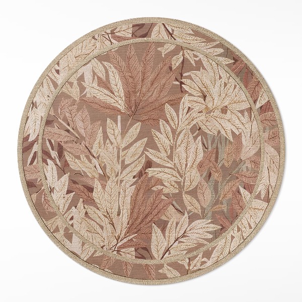 Runder teppich auf pvc Blätter im Boho-Vintage-Stil Vegetation