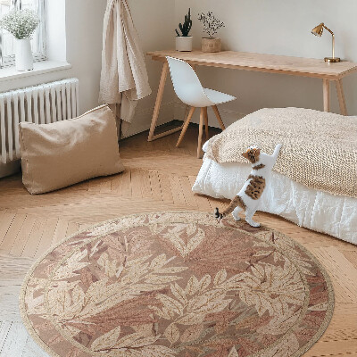 Runder teppich auf pvc Blätter im Boho-Vintage-Stil Vegetation