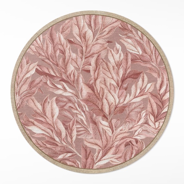 Runder pvc teppich Zarte pastellfarbene Blätter im Boho-Stil