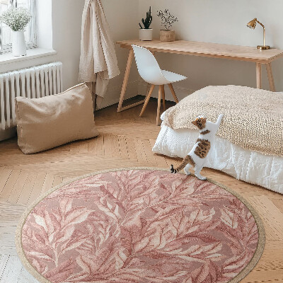 Runder pvc teppich Zarte pastellfarbene Blätter im Boho-Stil