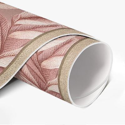 Runder pvc teppich Zarte pastellfarbene Blätter im Boho-Stil