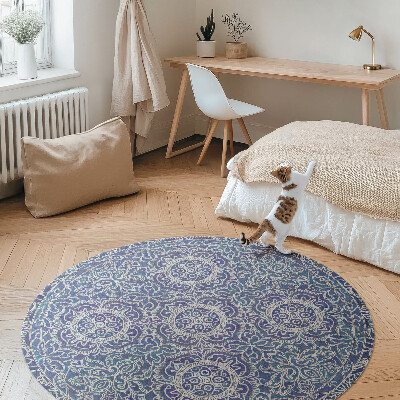Runder vinyl teppich läufer Reich verziertes geometrisches Muster im Vintage-Stil
