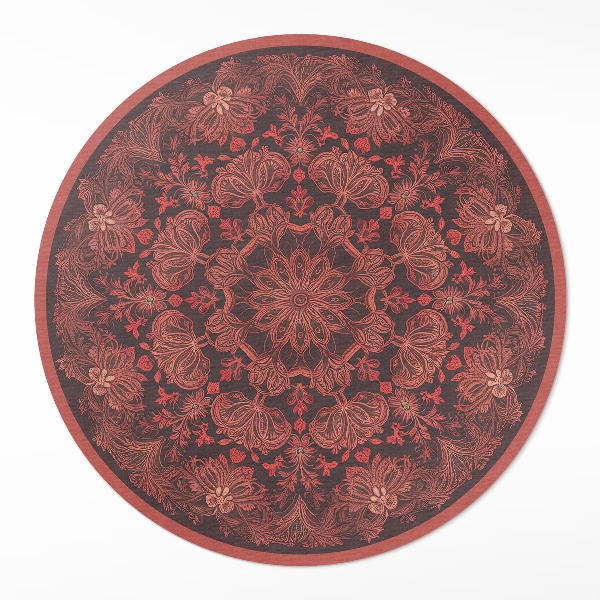 Runder teppich auf pvc Dickes Mandala Pflanzenmotive Vintage
