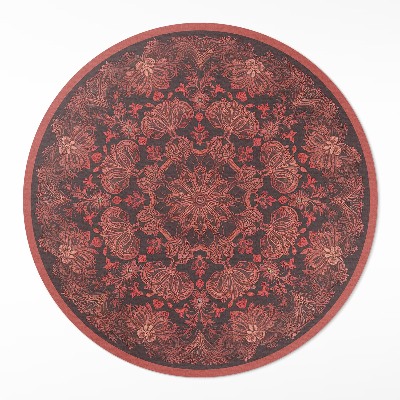 Runder teppich auf pvc Dickes Mandala Pflanzenmotive Vintage