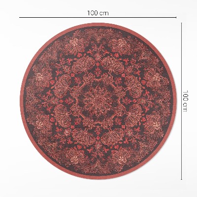 Runder teppich auf pvc Dickes Mandala Pflanzenmotive Vintage