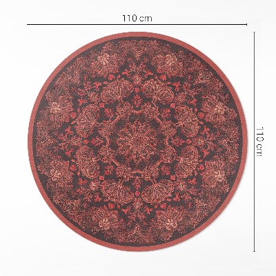 Runder teppich auf pvc Dickes Mandala Pflanzenmotive Vintage