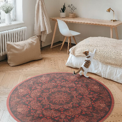Runder teppich auf pvc Dickes Mandala Pflanzenmotive Vintage
