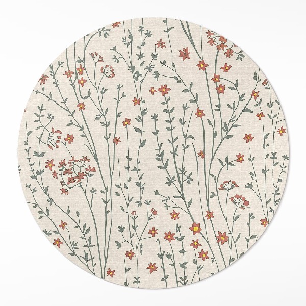 Runder vinyl teppich Winzige Feldblumen Boho zarte Wiese