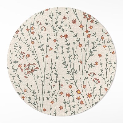 Runder vinyl teppich Winzige Feldblumen Boho zarte Wiese