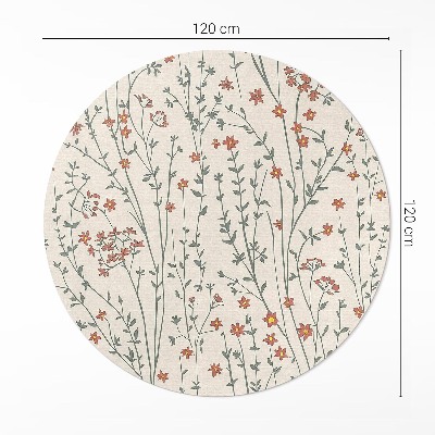 Runder vinyl teppich Winzige Feldblumen Boho zarte Wiese