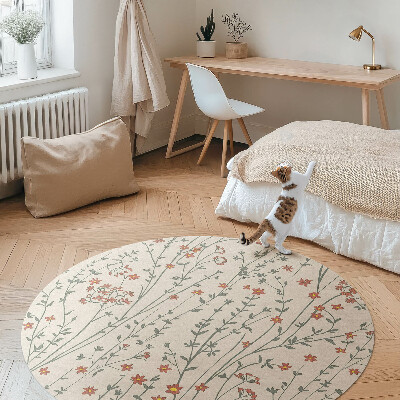 Runder vinyl teppich Winzige Feldblumen Boho zarte Wiese