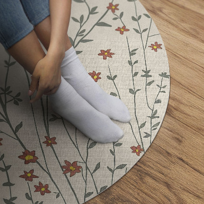 Runder vinyl teppich Winzige Feldblumen Boho zarte Wiese
