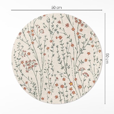 Runder vinyl teppich Winzige Feldblumen Boho zarte Wiese