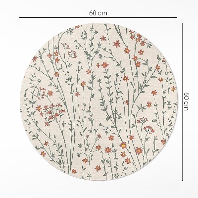 Runder vinyl teppich Winzige Feldblumen Boho zarte Wiese