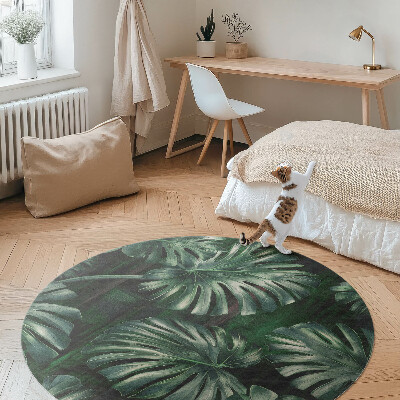 Runder pvc teppich Tropische Monstera-Blätter