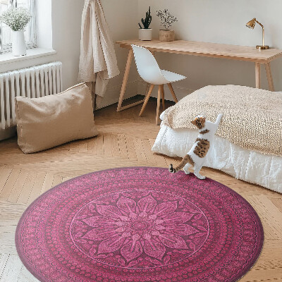 Runder vinyl teppich läufer Dekoratives Mandala mit Blumenmuster im Boho-Stil